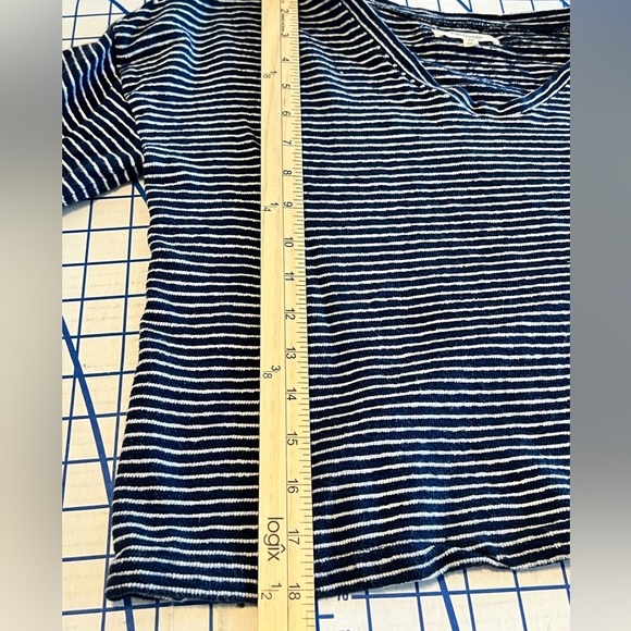 MADEWELL STRIPED CROP TOP SZ XS OVERSIZED BLUE WHITE STRIPE NAUTICAL NORMCORE - Picture 6 of 6
